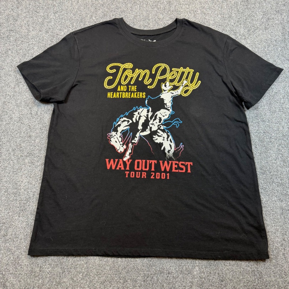 Time and Tru Tom Petty Heartbreakers Way Out West Tour 2001 Graphic Tee Black L